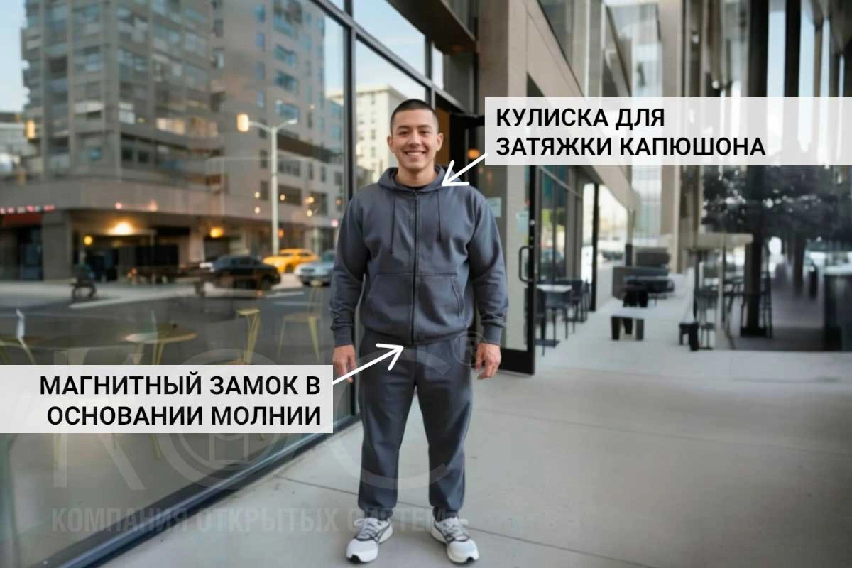 Адаптивный спортивный костюм: кофта на молнии+брюки, летний, мужской — фото 2