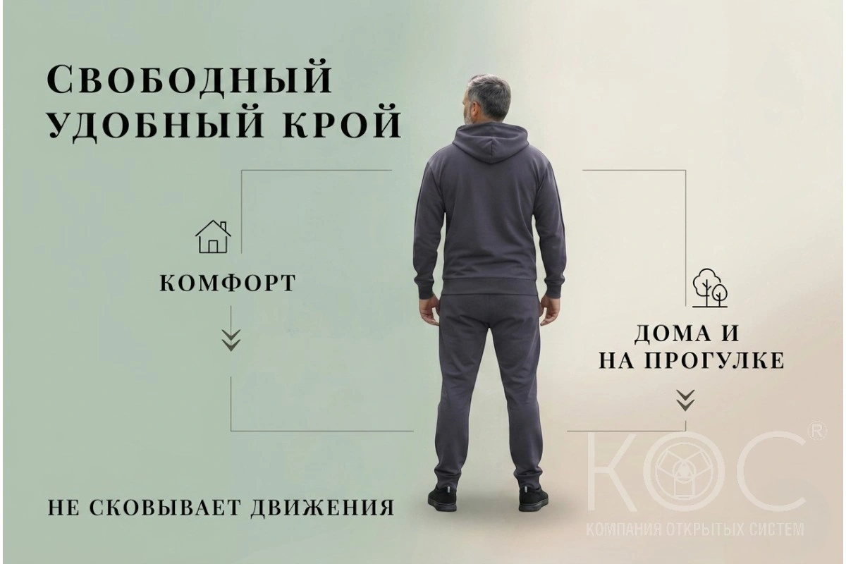 Адаптивный спортивный костюм: кофта на молнии+брюки, летний, мужской — фото 6