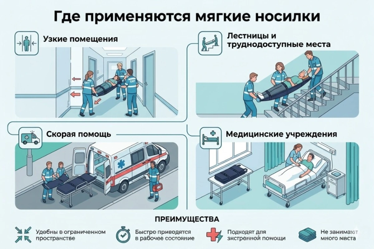 Носилки мягкие с фиксирующими ремнями — фото 4