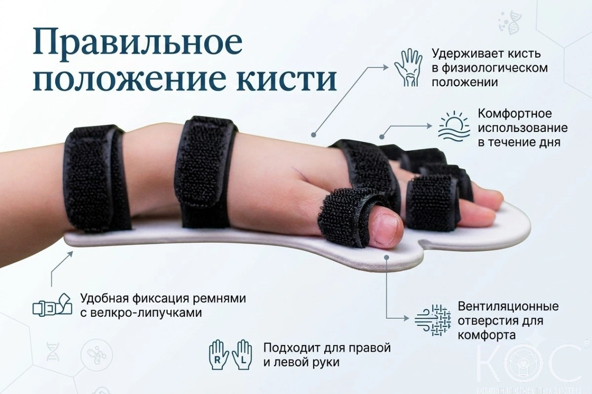 Фиксатор кисти руки и пальцев после инсульта, детский — фото 4