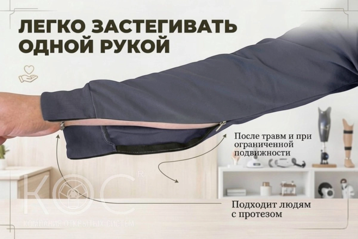 Адаптивная кофта на молнии, летняя, мужская — фото 3