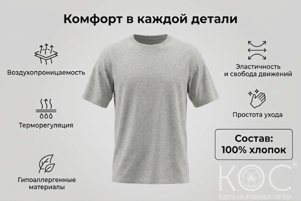 Адаптивная футболка липучки по боковым швам, мужская — фото 5