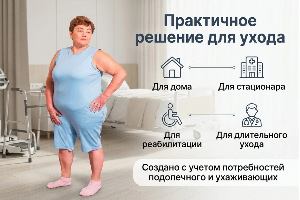 Адаптивное гигиеническое боди с молнией на спине — фото 4