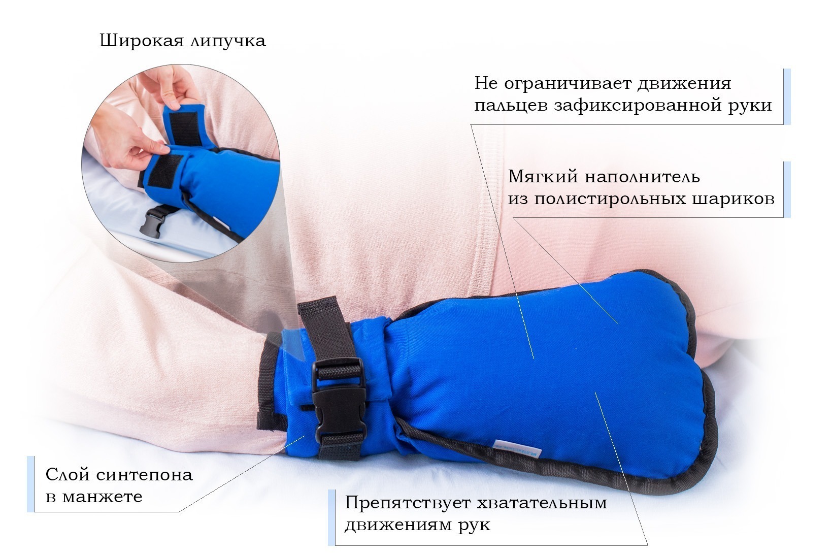 Комплект вязок для фиксации пациентов с психомоторным возбуждением к кровати или носилкам