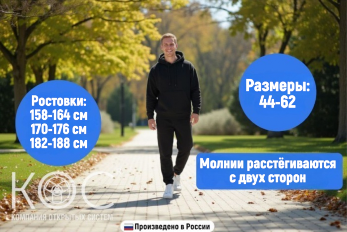 Адаптивный костюм худи+брюки, демисезонный, мужской