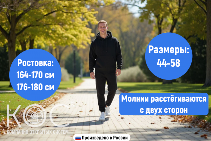 Адаптивный костюм худи+брюки, демисезонный, мужской