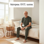 Адаптивный костюм футболка кнопки по плечевым швам+брюки, мужской